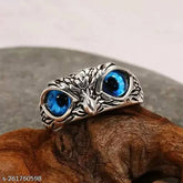 Oxidised Blue Owl Ring