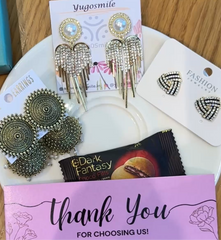 Rakhi Lovable Combo Pack of 3 Earrings With Free Bracelet
