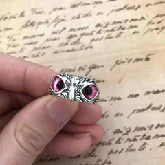 Oxidised Purple Owl Ring
