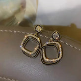 Black Square Zircon Earrings
