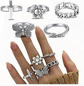 Oxidised Attention Seeker Rings Set of 5