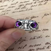 Oxidised Purple Owl Ring