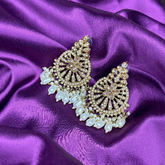 Kundan and Pearl Chandbali Earrings