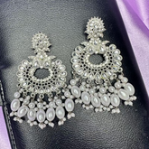 Silver Kundan Big Pearl Earrings