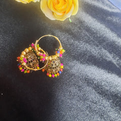 Multicolour - Polki Beads Unique Jhumka