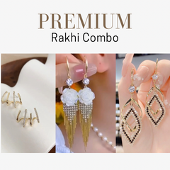 Rakhi Combo Pack Of 3 Earrings With Free Bracelet