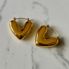 Heart Luxury Hoops 18K || Anti Tarnish || Waterproof