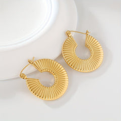 18K Gold Platted Striped Hoops