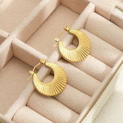 18K Gold Platted Striped Hoops