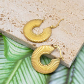 18K Gold Platted Striped Hoops