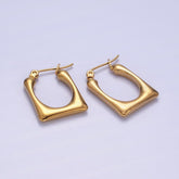 18K Gold Platted Square Latch Hoop
