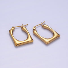 18K Gold Platted Square Latch Hoop