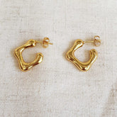 Gold Platted Square U Shaped Hoop Earrings