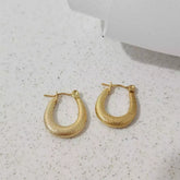 Gold Platted Texture U Hoop Earrings