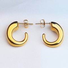 C Shaped Gold Plated Anti Tarnish Hoop Earrings