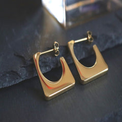 Gold Platted Geometric Hoop Earrings
