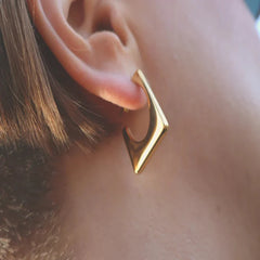 Gold Platted Geometric Hoop Earrings