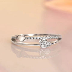 Stainless Steel Heart Pearl Ring