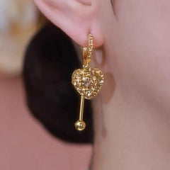 Gold Heart Zirconia Earrings