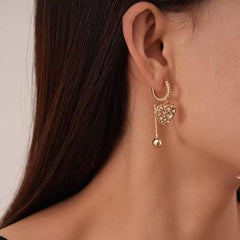 Gold Heart Zirconia Earrings