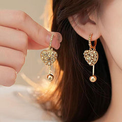 Gold Heart Zirconia Earrings