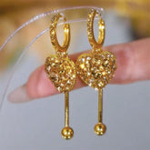 Gold Heart Zirconia Earrings