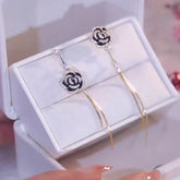 Black Rose Flower Earrings