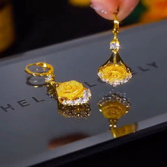 Elegant Gold Rose Hoops