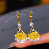 Elegant Gold Rose Hoops