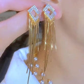 Golden Long Tassel Earrings