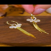 Cat's Eye Butterfly Tassel Earrings