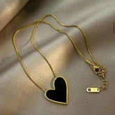 Elegant Black Heart Pendant Chain