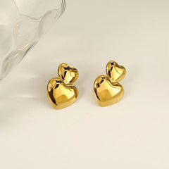 Double Heart Studs