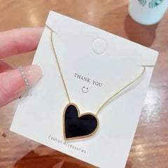 Elegant Black Heart Pendant Chain