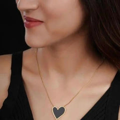 Elegant Black Heart Pendant Chain