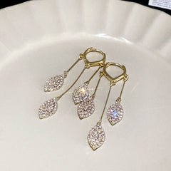 Tri Leaf Diamond Earrings