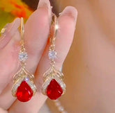 Premium Red Drop Zircon Earrings