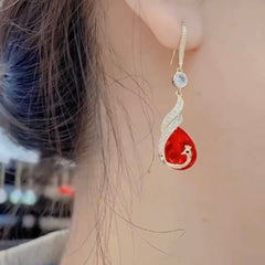 Red Stylish Zircon Earrings