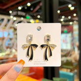 Premium Black Ribbon Earrings-Anti Tarnish || Waterproof