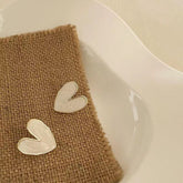 White Heart Studs-Anti Tarnish || Waterproof