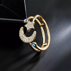 Evil Eye Moon & star Ring