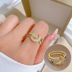 Evil Eye Moon & star Ring