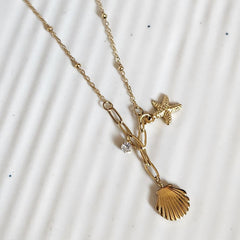 Dainty Sea Shell Zircon Pendant