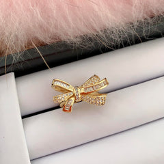 Rhinestone bow Knuckle Ring
