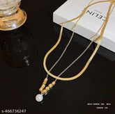 Dainty Double Chain Pearl Pendant