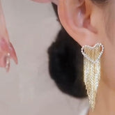 Heart Dangle Chain Earrings