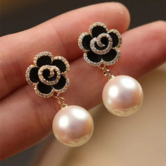 Black Rose Earrings-Anti Tarnish || Waterproof