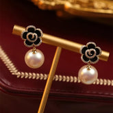 Black Rose Earrings-Anti Tarnish || Waterproof