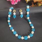 Turquoise Blue Square Beads Neclace