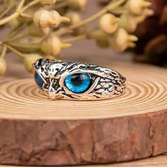 Oxidised Blue Owl Ring